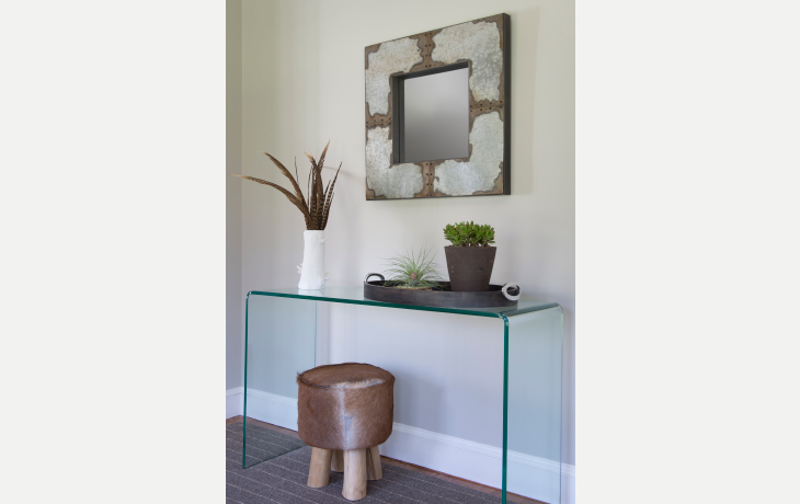 Rustic elements with sleek, contemporary console by Blue Jay Design of Wellesley, MA
