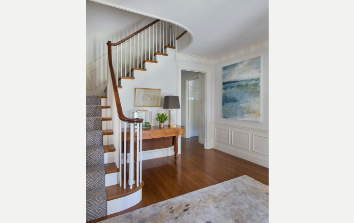 Tailored entry combines traditional and contemporary elements by Blue Jay Design of Wellesley, MA