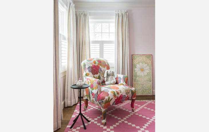 Whimsy and exuberant color in a girl’s bedroom by Blue Jay Design of Wellesley, MA